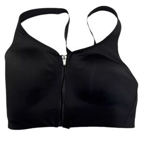 ATHLETA black Advance Zip Front Bra B-DD Size wirefree 32DD sports bra NWOT